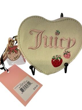 Juicy Couture Cream & Pink Heart Strawberry Coin Purse with Charm